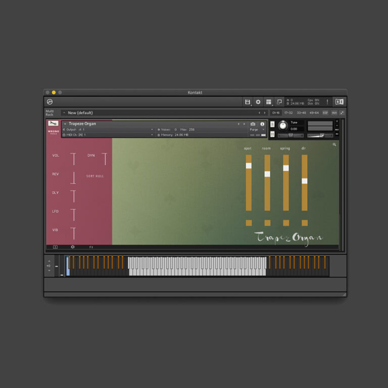 Trapeze Organ GUI magnified version. Kontakt Instruments