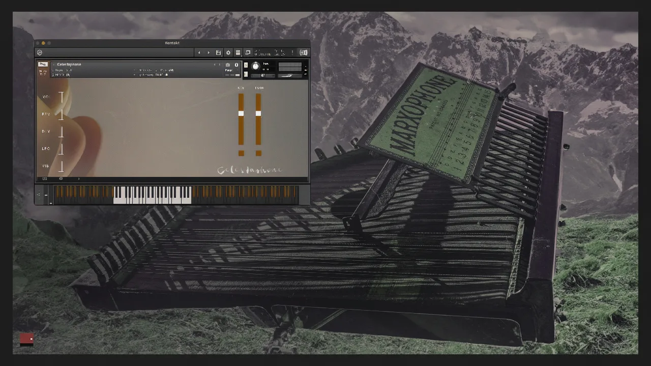 You-Tube playthrough image of Cinematic Marxophone - pictured in the mountains.
