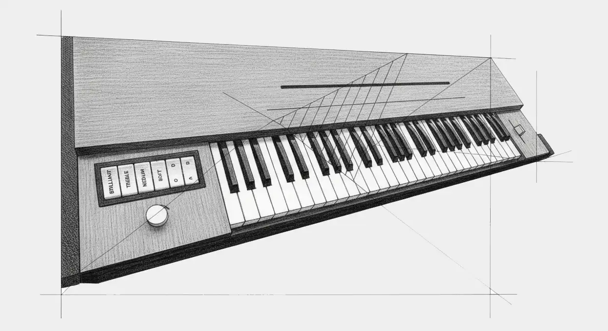 Hohner Clavinet D6 drawing detailed