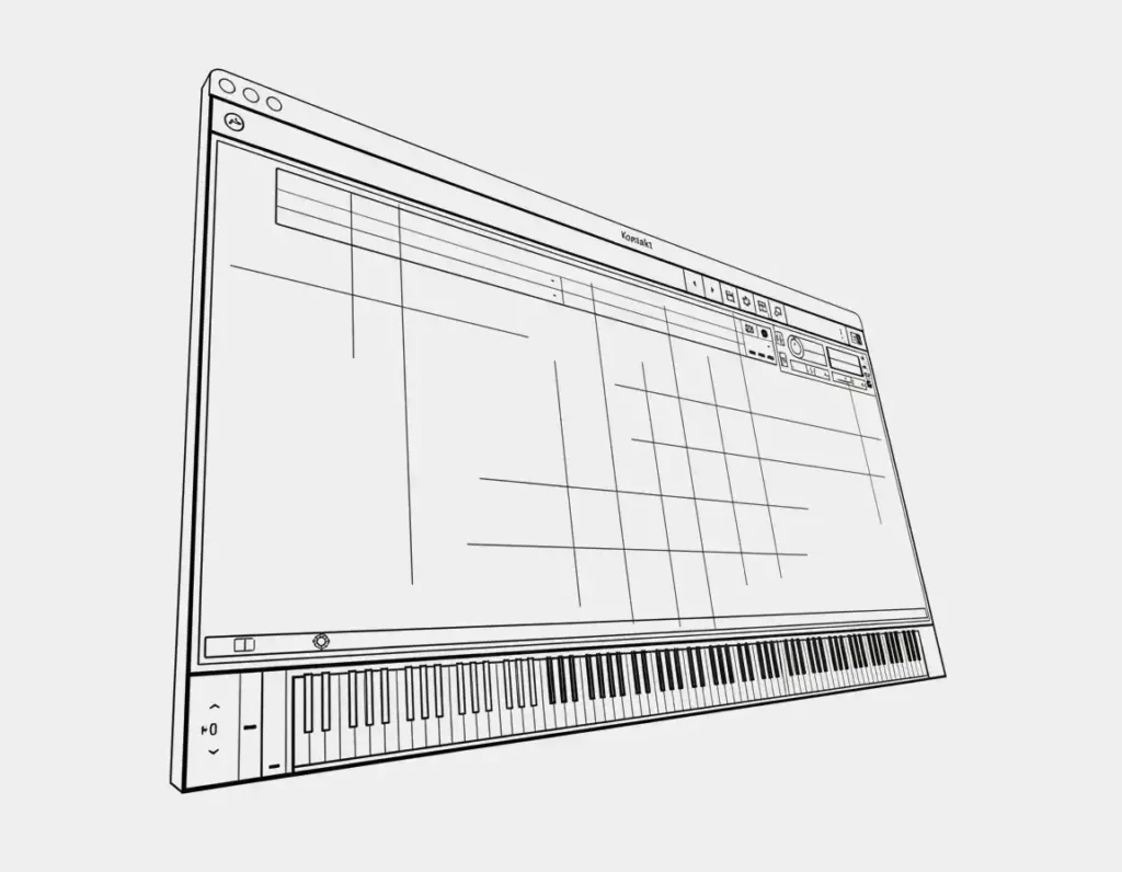 Conceptual sample-map architecture and round-robin trigger schematics drawn on paper to organize the multi-sampled textures and mechanical noises